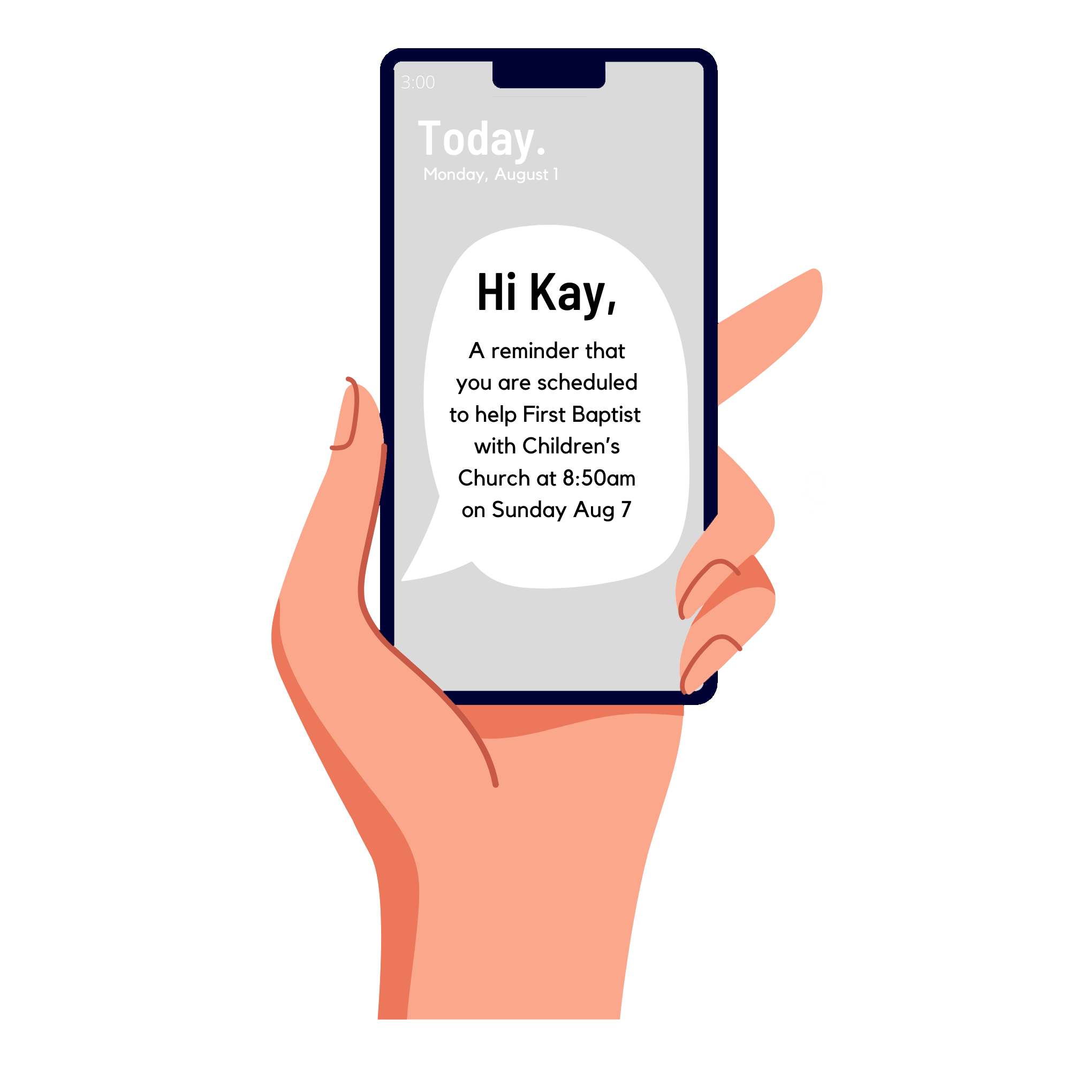 VolunteerReminder on a phone